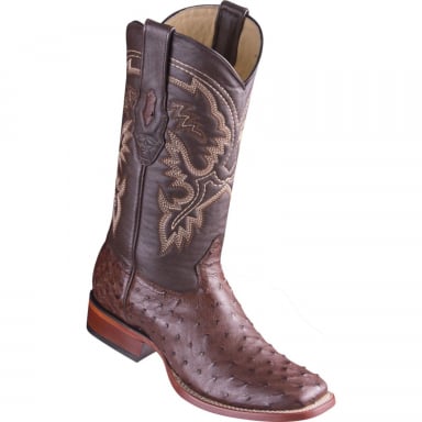 Los Altos Mens Wide Square Toe Ostrich Tobacco Cowboy Boot 8220359