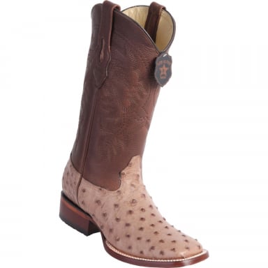 Los Altos Mens Wide Square Toe Ostrich Moka Cowboy Boot 8220372