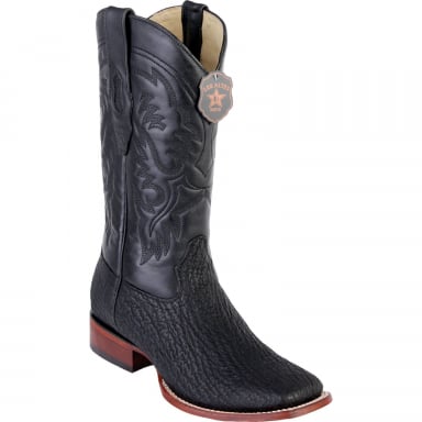 Los Altos Mens Wide Square Toe Shark Black Cowboy Boot 8220905