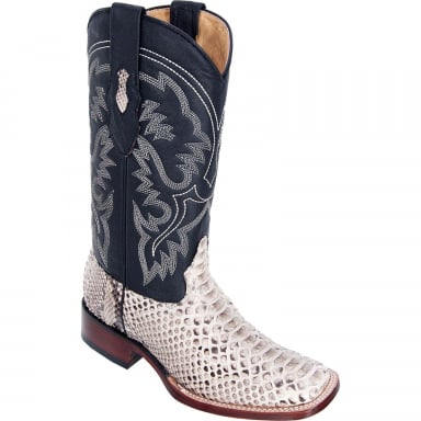 Los Altos Mens Wide Square Toe Python Natural Cowboy Boot 8225749