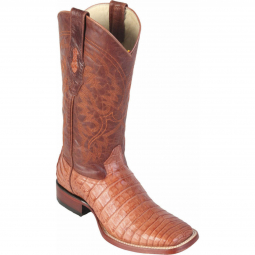 Los Altos Mens Wide Square Toe Caiman Belly Cognac Cowboy Boot 8228203