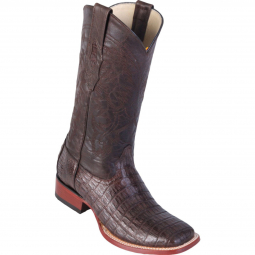 Los Altos Mens Wide Square Toe Caiman Belly Brown Cowboy Boot 8228207