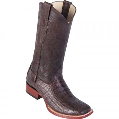 Los Altos Mens Wide Square Toe Caiman Belly Brown Cowboy Boot 8228207