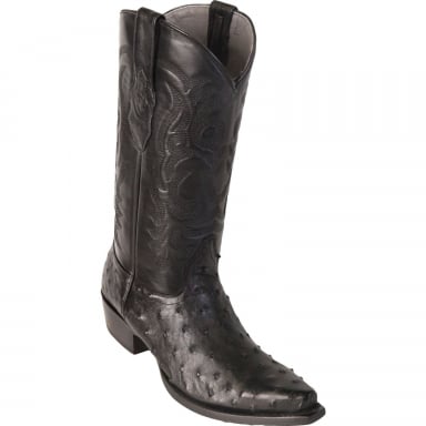 Los Altos Mens Snip Toe Ostrich Black Cowboy Boot 940305