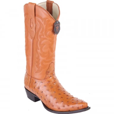 Los Altos Mens Snip Toe Ostrich Honey Cowboy Boot 940351