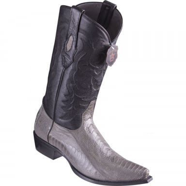 Los Altos Mens Snip Toe Ostrich Leg Gray Cowboy Boot 940509