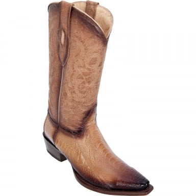 Los Altos Mens Snip Toe Ostrich Leg Faded Oryx Cowboy Boot 940515