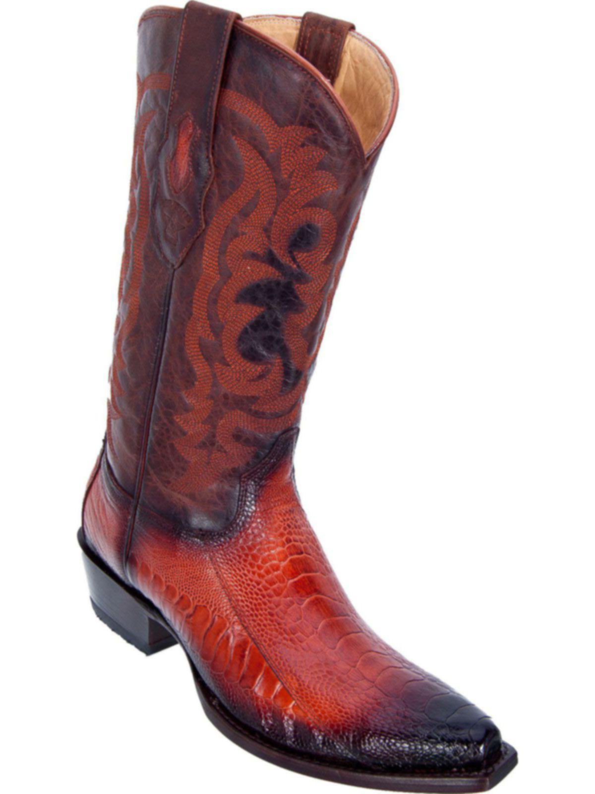 brown ostrich snip toe cowboy boots