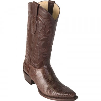 Los Altos Mens Snip Toe Teju Lizard Brown Cowboy Boot 940707