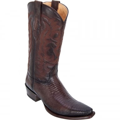 Los Altos Mens Snip Toe Teju Lizard Faded Brown Cowboy Boot 940716