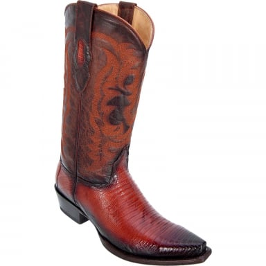 Los Altos Mens Snip Toe Teju Lizard Faded Cognac Cowboy Boot 940757