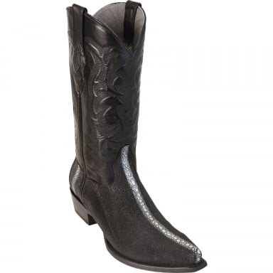 Los Altos Mens Snip Toe Stingray Rowstone Black Cowboy Boot 941105