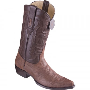 Los Altos Mens Snip Toe Pull Up Bull Shoulder Brown Cowboy Boot 943107