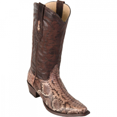 Los Altos Mens Snip Toe Python Rustic Brown Cowboy Boot 945785