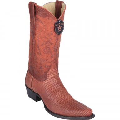 Los Altos Mens Snip Toe Teju Lizard Cognac Cowboy Boot 94G0703