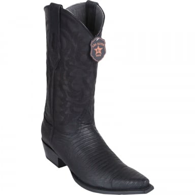 Los Altos Mens Snip Toe Teju Lizard Black Cowboy Boot 94G0705