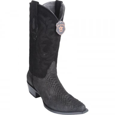 Los Altos Mens Snip Toe Python Black Suede Finish Cowboy Boot 94N5705