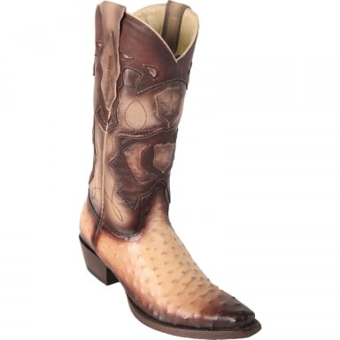 Los Altos Mens Snip Toe Ostrich Faded Oryx Cowboy Boot 94R0315