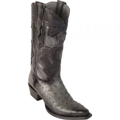 Los Altos Mens Snip Toe Ostrich Faded Gray Cowboy Boot 94R0338