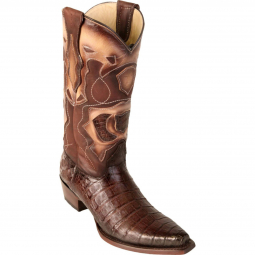 Los Altos Mens Snip Toe Caiman Belly Faded Brown Cowboy Boot 94R8216