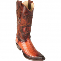 Los Altos Mens Snip Toe Caiman Belly Faded Cognac Cowboy Boot 94R8257