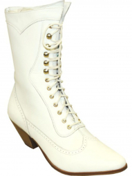 Rawhide Womens 8" White Victorian Lace Up Boot 5012