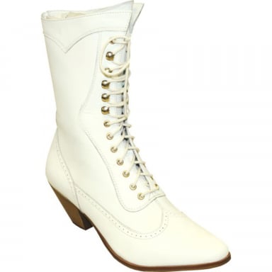 Rawhide Womens 8" White Victorian Lace Up Boot 5012