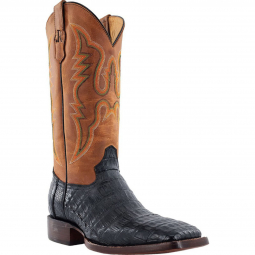 RWatson Mens Black Caiman Tail Western Boots RW3000-1