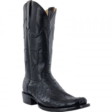 RWatson Mens Black Full Quill Ostrich Western Boots RW4000-1