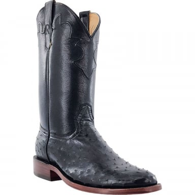 RWatson Mens Roper Black Full Quill Ostrich Western Boots RW4000-5