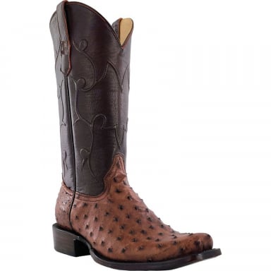 RWatson Mens Kango Tobac Full Quill Ostrich Western Boots RW4001-1