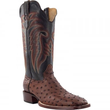 RWatson Mens Kango Tabac Bruciato Full Quill Ostrich Western Boots RW4501-2