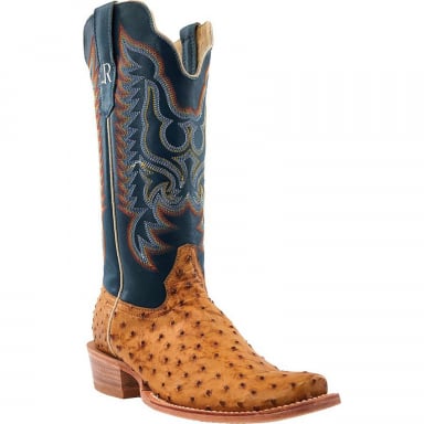 RWatson Mens Antique Saddle Bruciato Full Quill Ostrich Western Boots RW4513-1