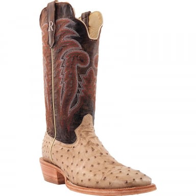 RWatson Mens Sand Bruciato Full Quill Ostrich Western Boots RW4515-2