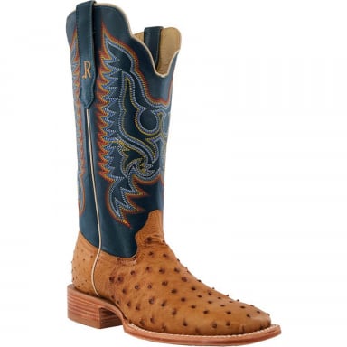 RWatson Mens Antique Saddle Bruciato Full Quill Ostrich Western Boots RW4523-2