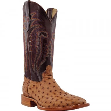 RWatson Mens Antique Saddle Full Quill Ostrich Cowboy Boots RW4603