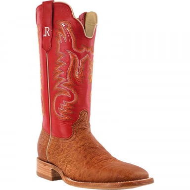 RWatson Mens Cognac Smooth Ostrich Western Boots RW5002-2