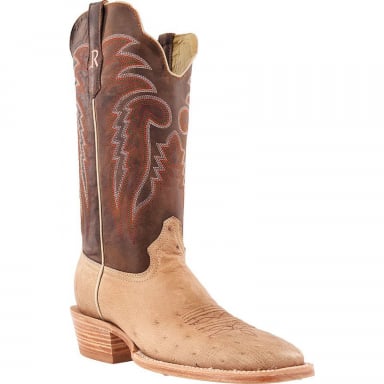 RWatson Mens Sand Bruciato Smooth Ostrich Western Boots RW5005-2