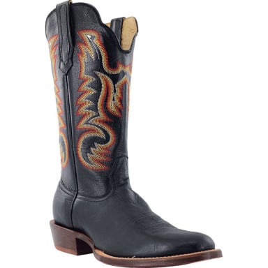 RWatson Mens Black Smooth Ostrich Cowboy Boots RW5530