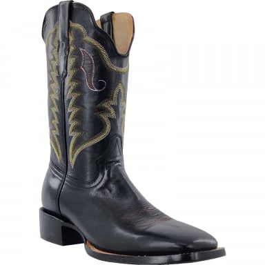 RWatson Mens Black Ranch Hand Calf Cowboy Boots RW7000