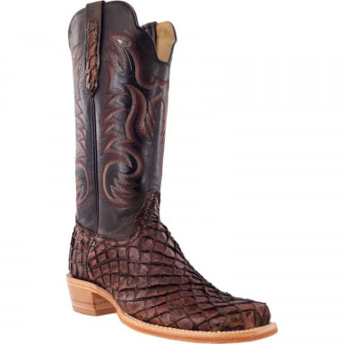 RWatson Mens Chocolate Pirarucu Western Boots RW7801-1