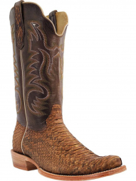 Mens Beige Sueded Python Cowboy Boots RW7911