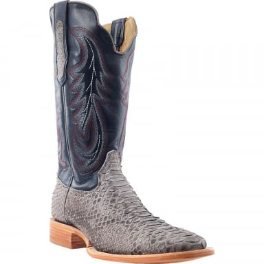 RWatson Mens Grey Sueded Back Cut Python Western Boots RW7914-2