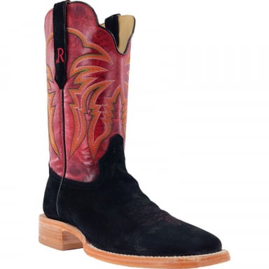 RWatson Mens Black Boar Western Boots RW8600-2