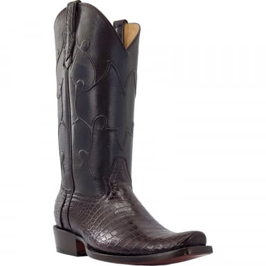 RWatson Mens Chocolate Nile Crocodile Western Boots RW9001-1