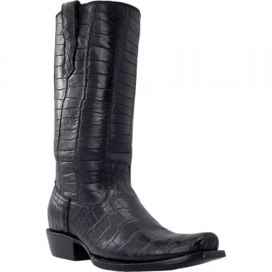 RWatson Mens Black American Alligator Exotic Western Boots RW9900-1