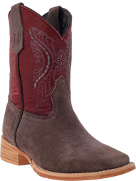 Kids Charcoal Rough Out Cowboy Boots RWK104