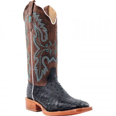 RWatson Womens Black Full Quill Ostrich Cowgirl Boots RWL4300-2