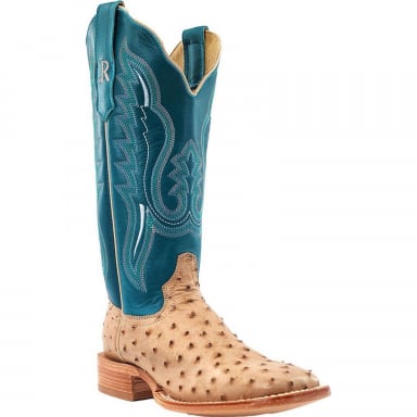 RWatson Womens Sand Bruciato Full Quill Ostrich Cowgirl Boots RWL4302-2