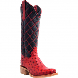 RWatson Womens Red Rose Full Quill Ostrich Cowgirl Boots RWL4993-1